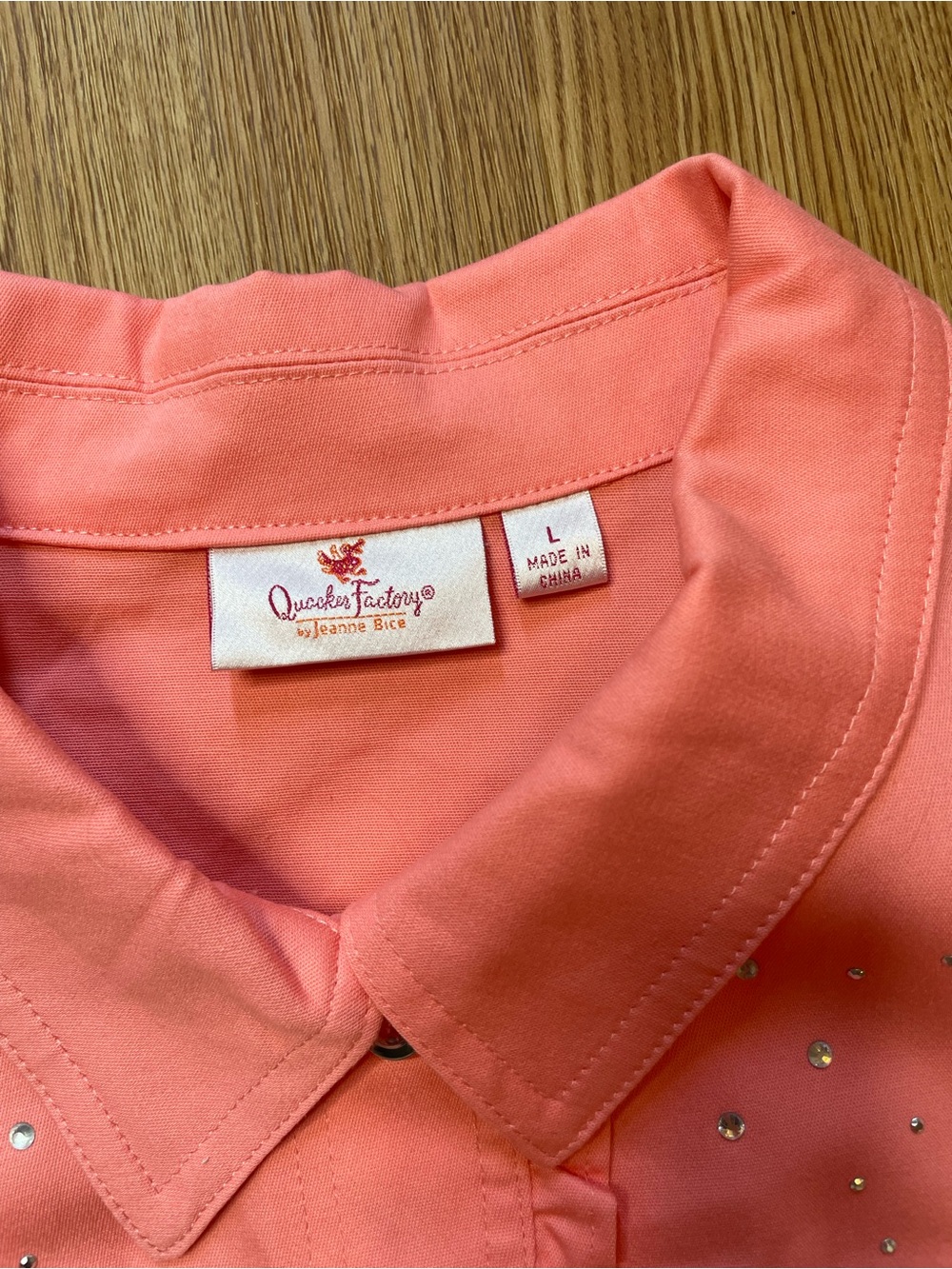 Quacker Factory Rhinestone Ruffle Sleeveless Denim Vest Pink Size L - Picture 2 of 4